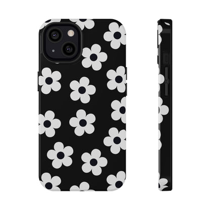 Black Retro Flowers iPhone Case