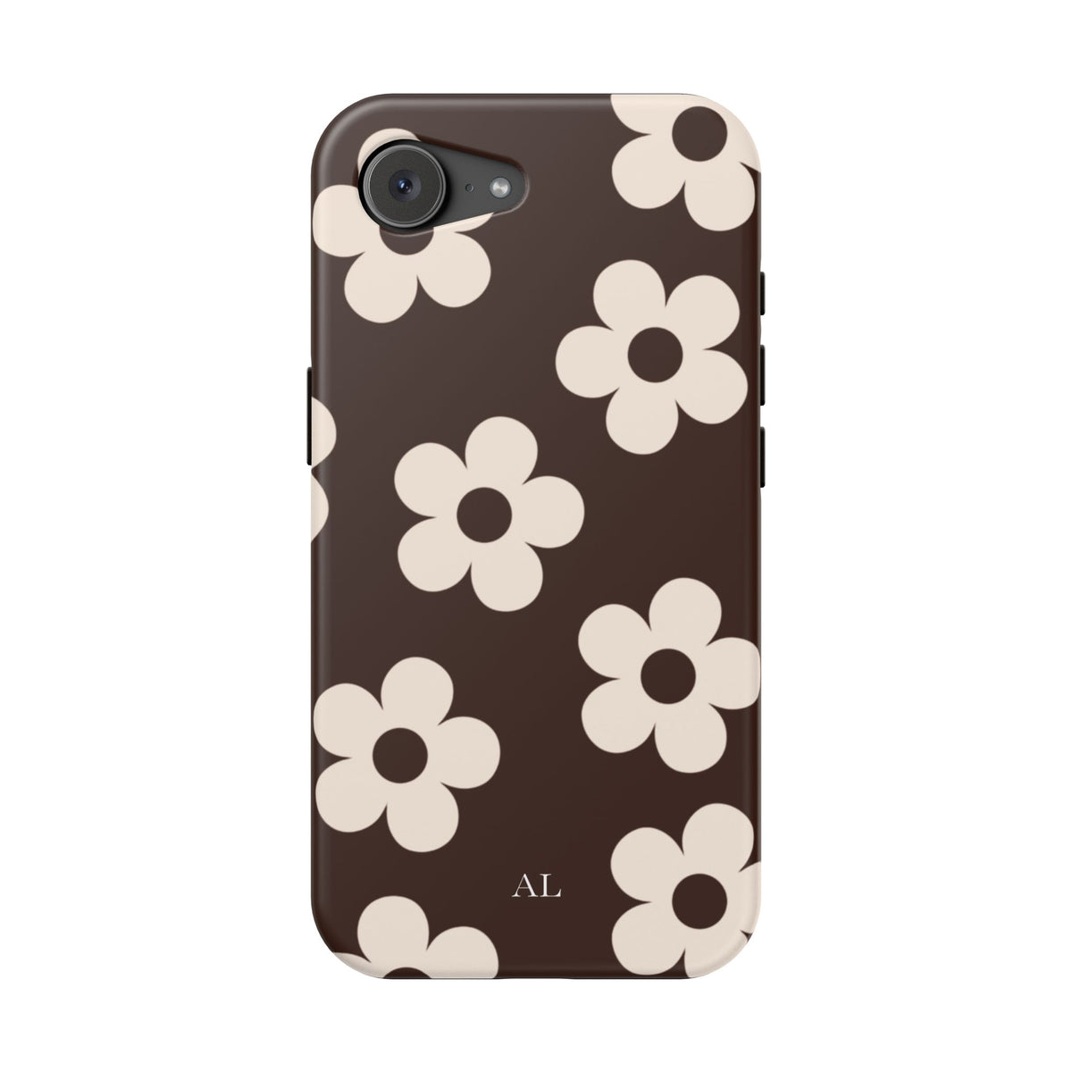 Custom Initials Cocoa Flowers iPhone Case