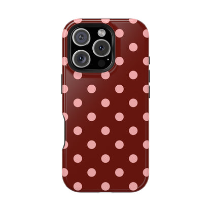 Maroon Polka Dots iPhone Case