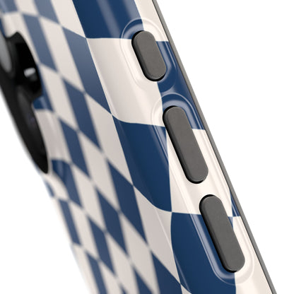 Navy & Beige Wavy Checkered iPhone Case