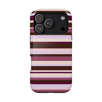 Berry Mocha Stripes iPhone Case