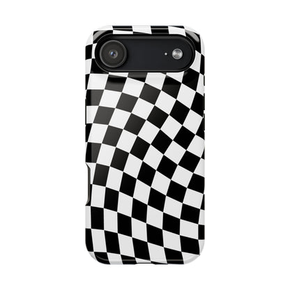 Black Wavy Checkered iPhone Case