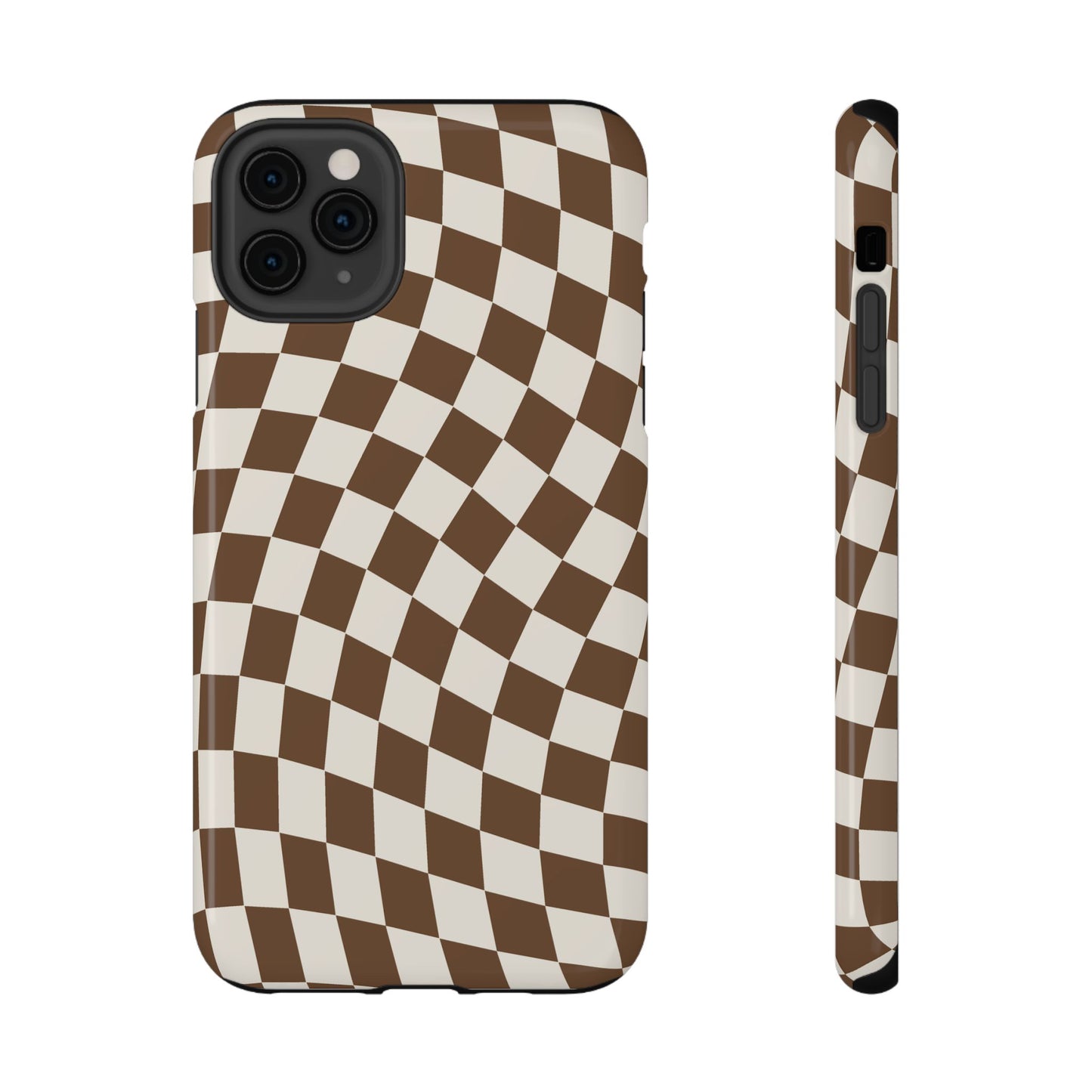 Brown Wavy Checkered iPhone Case