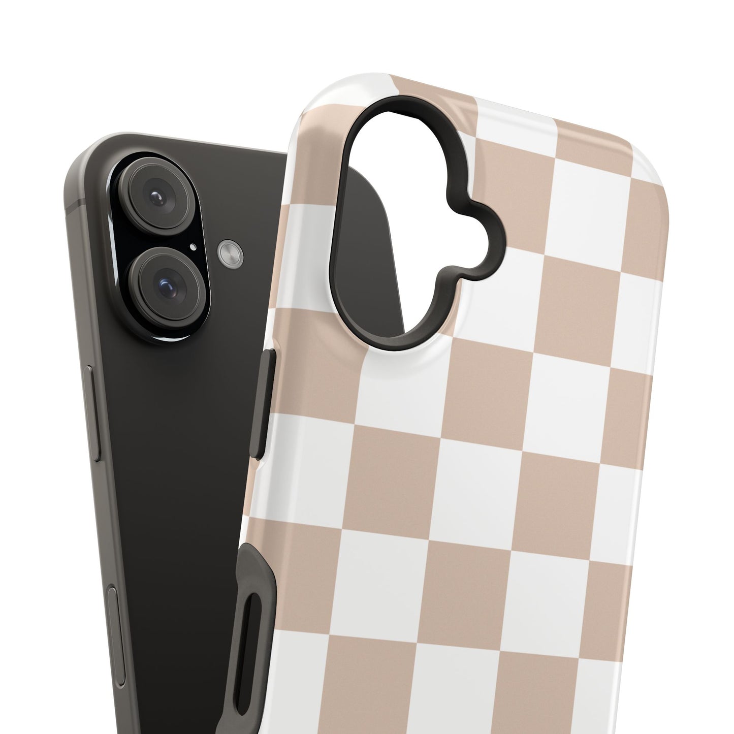 Beige & White Checkered iPhone Case