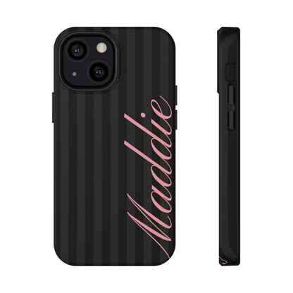 Custom Pink Black Stripes iPhone Case