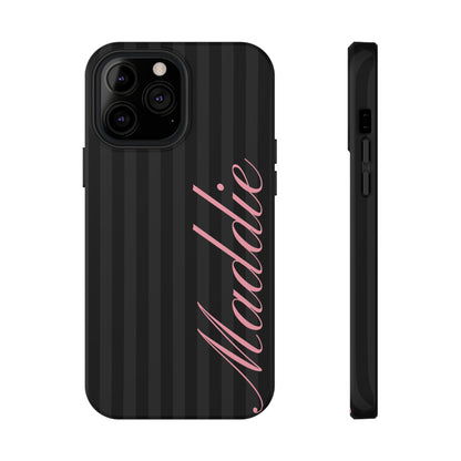 Custom Pink Black Stripes iPhone Case