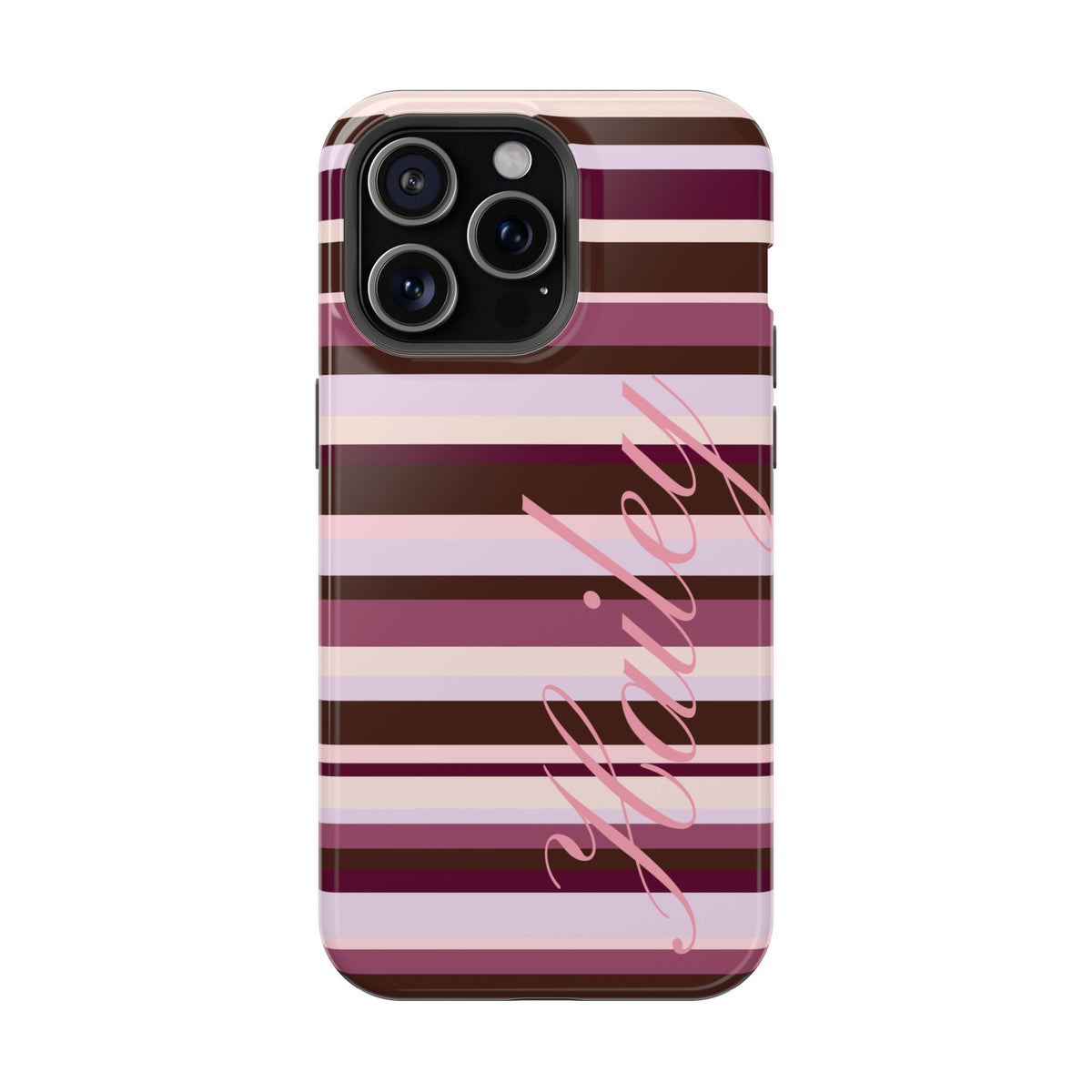 Custom Berry Mocha Stripes iPhone Case