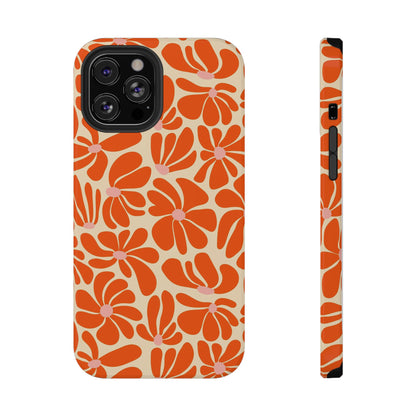 Orange Vintage Flowers iPhone Case