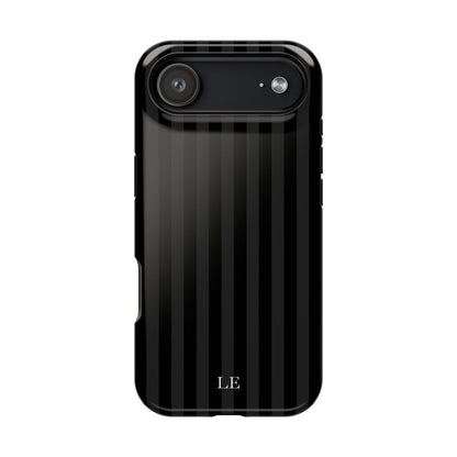 Custom Initials Black Stripes iPhone Case