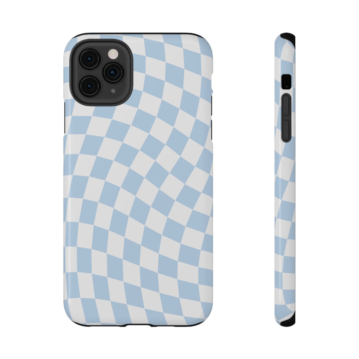 Blue Wavy Checkered iPhone Case