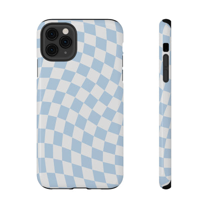 Blue Wavy Checkered iPhone Case