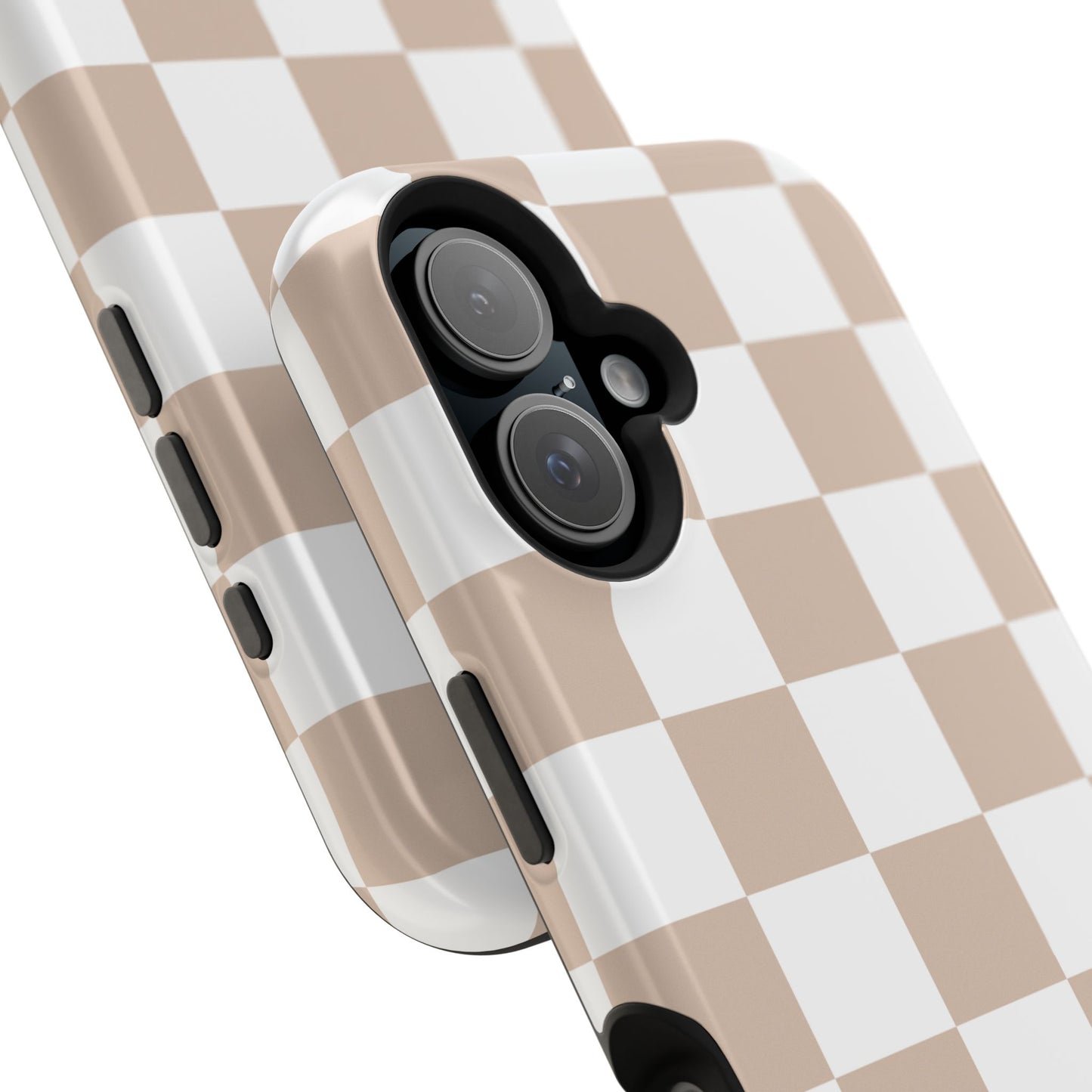 Beige & White Checkered iPhone Case