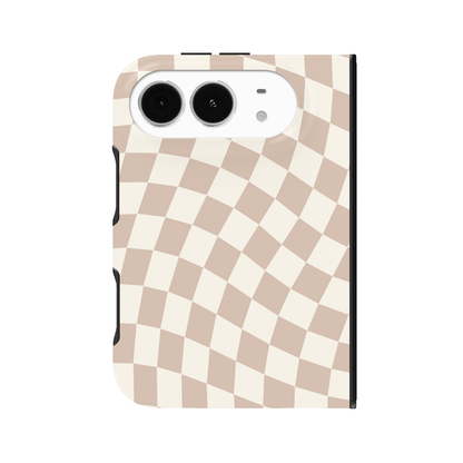 Neutral Wavy Checkered iPhone Case