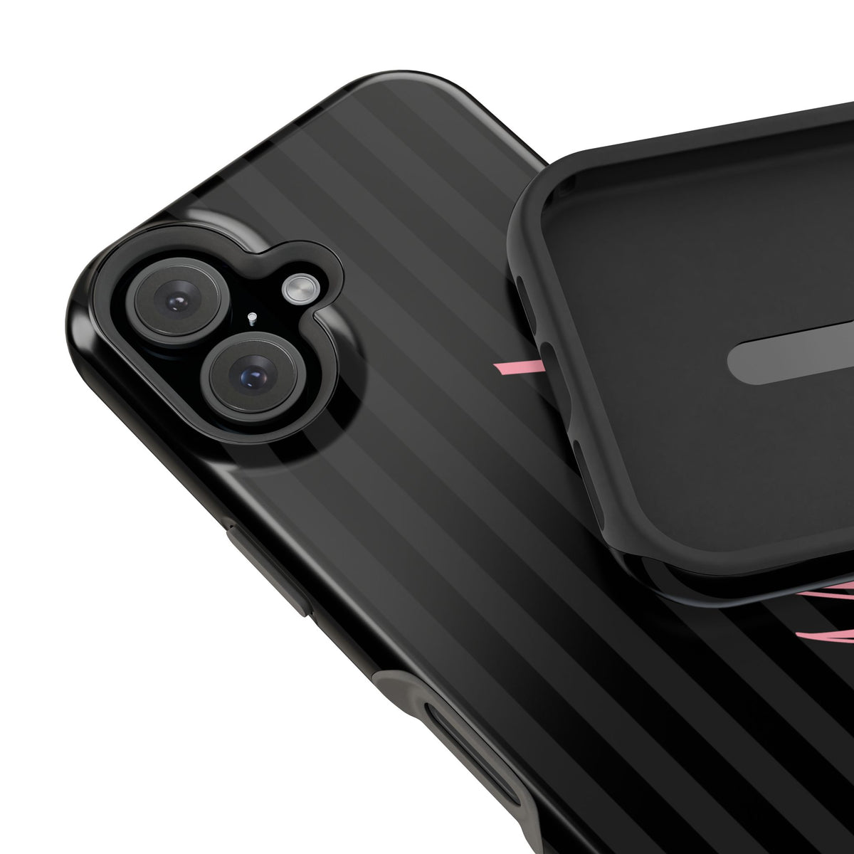 Custom Pink Black Stripes iPhone Case