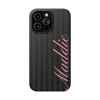 Custom Pink Black Stripes iPhone Case