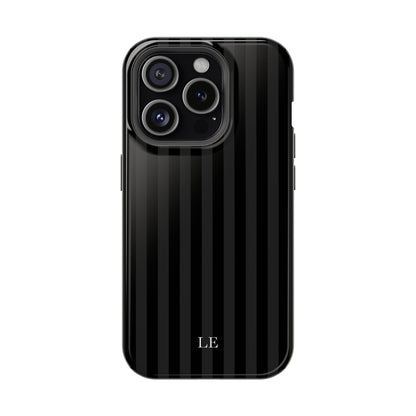 Custom Initials Black Stripes iPhone Case