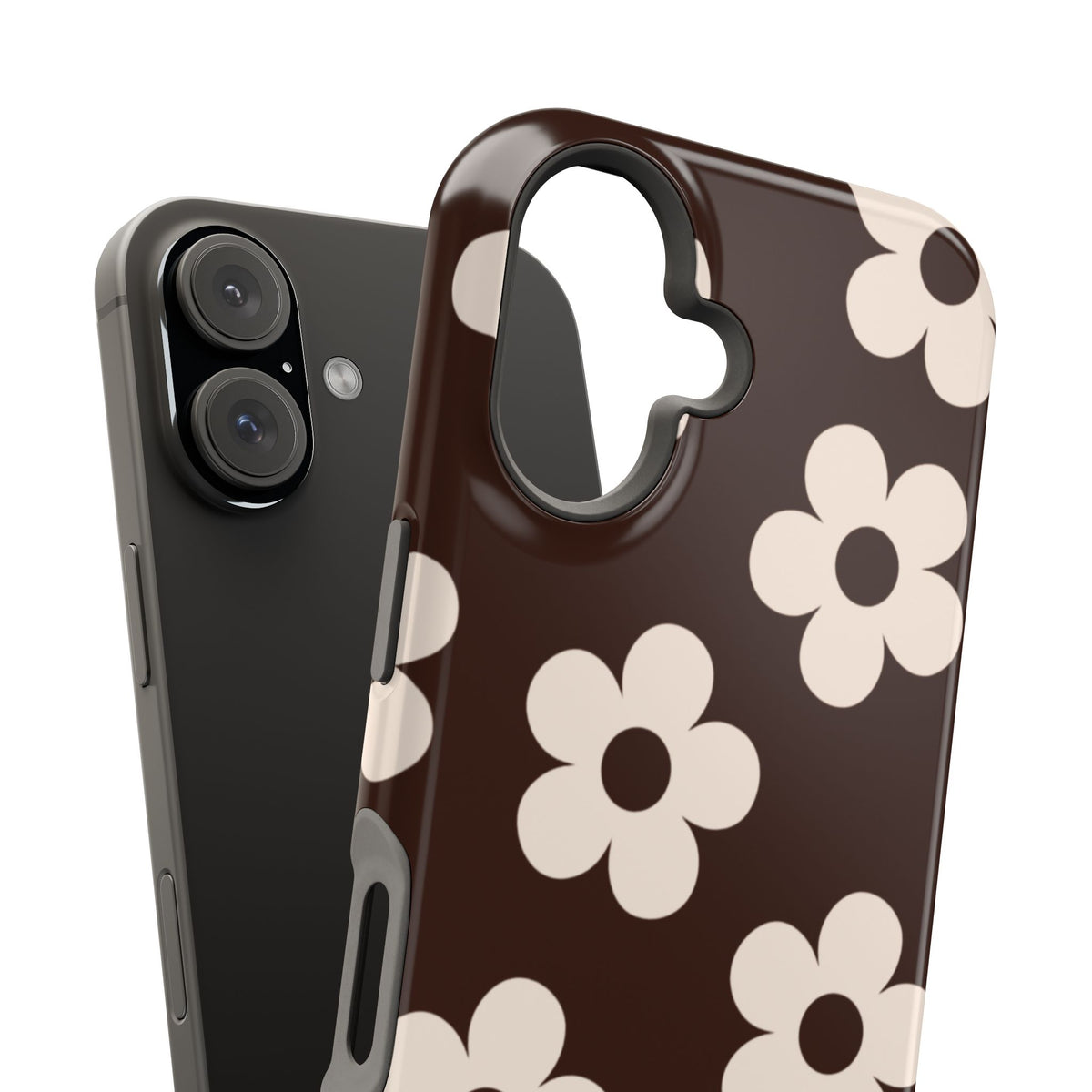Custom Initials Cocoa Flowers iPhone Case