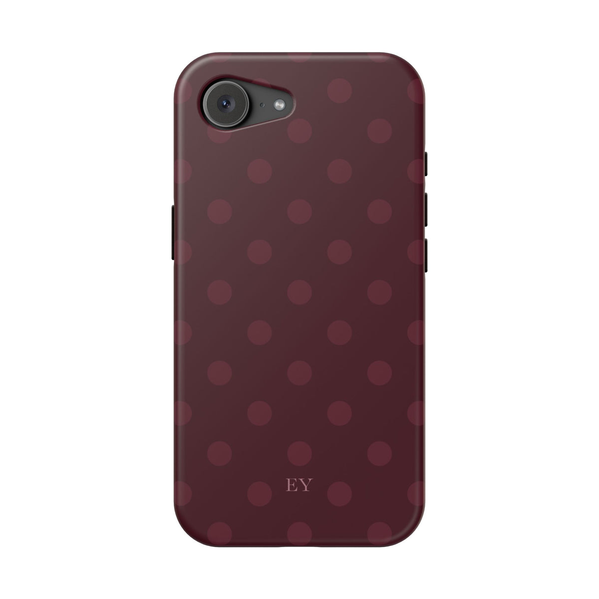 Custom Initials Burgundy Polka Dots iPhone Case