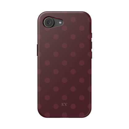 Custom Initials Burgundy Polka Dots iPhone Case
