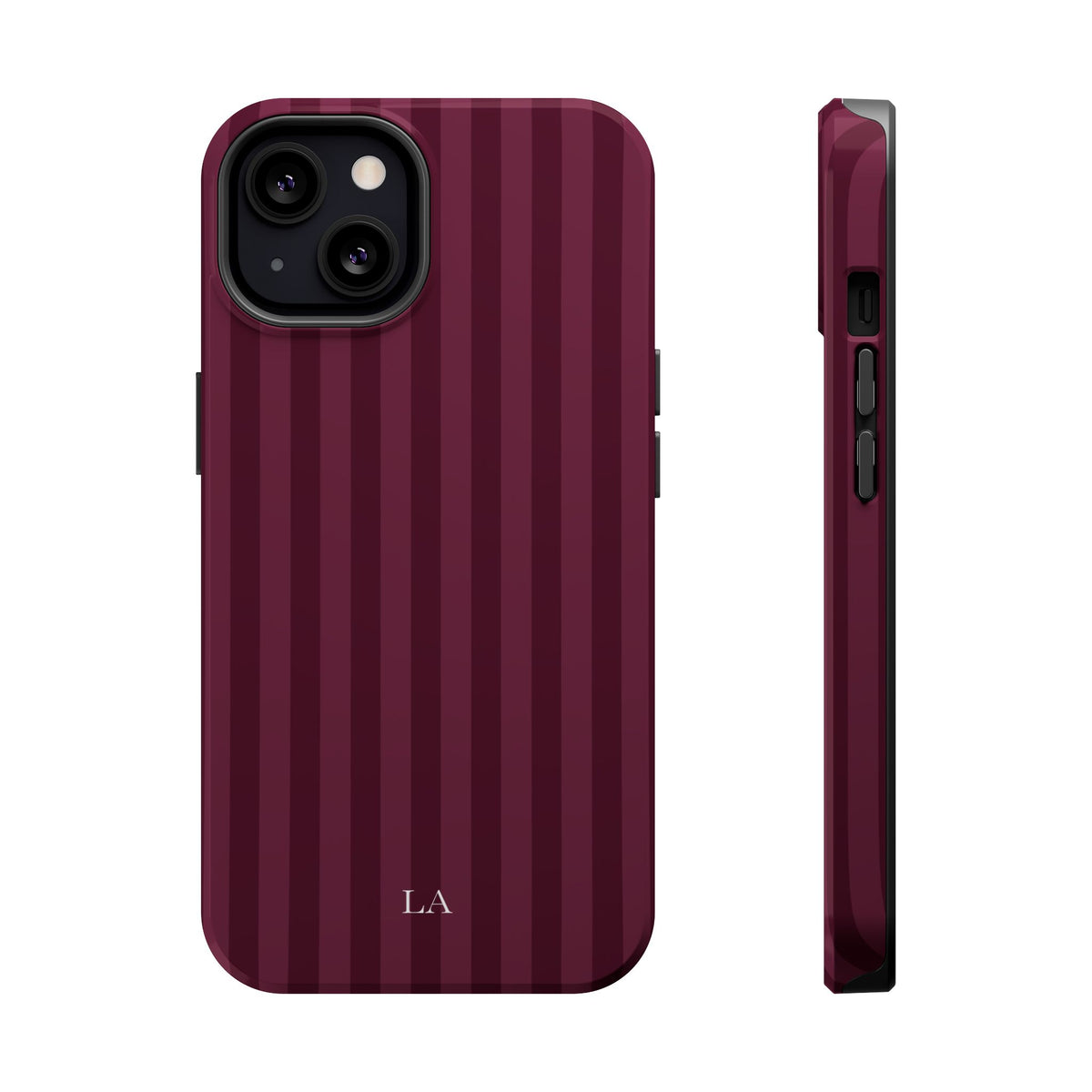 Custom Initials Plum Stripes iPhone Case