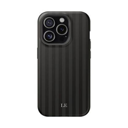 Custom Initials Black Stripes iPhone Case