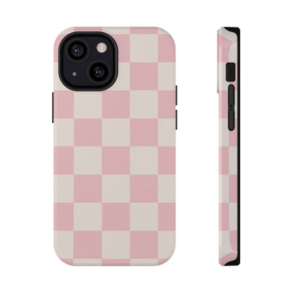 Light Pink & Beige Checkered iPhone Case
