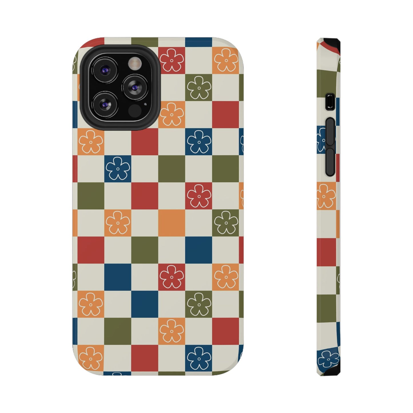 Vintage Flowers Checkered iPhone Case