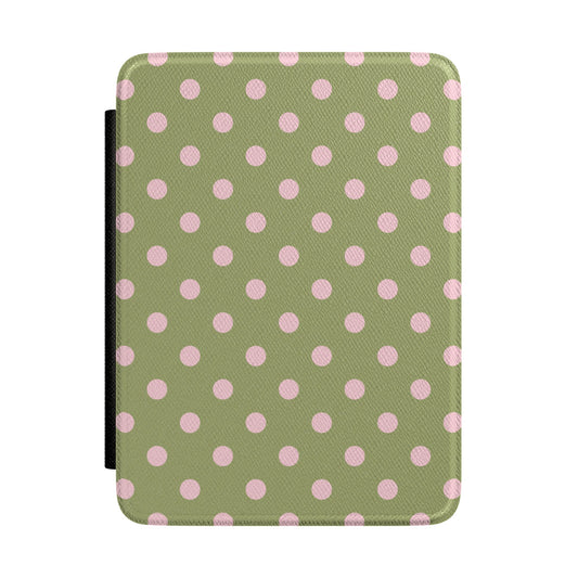 Pink Matcha Polka Dots Kindle Case
