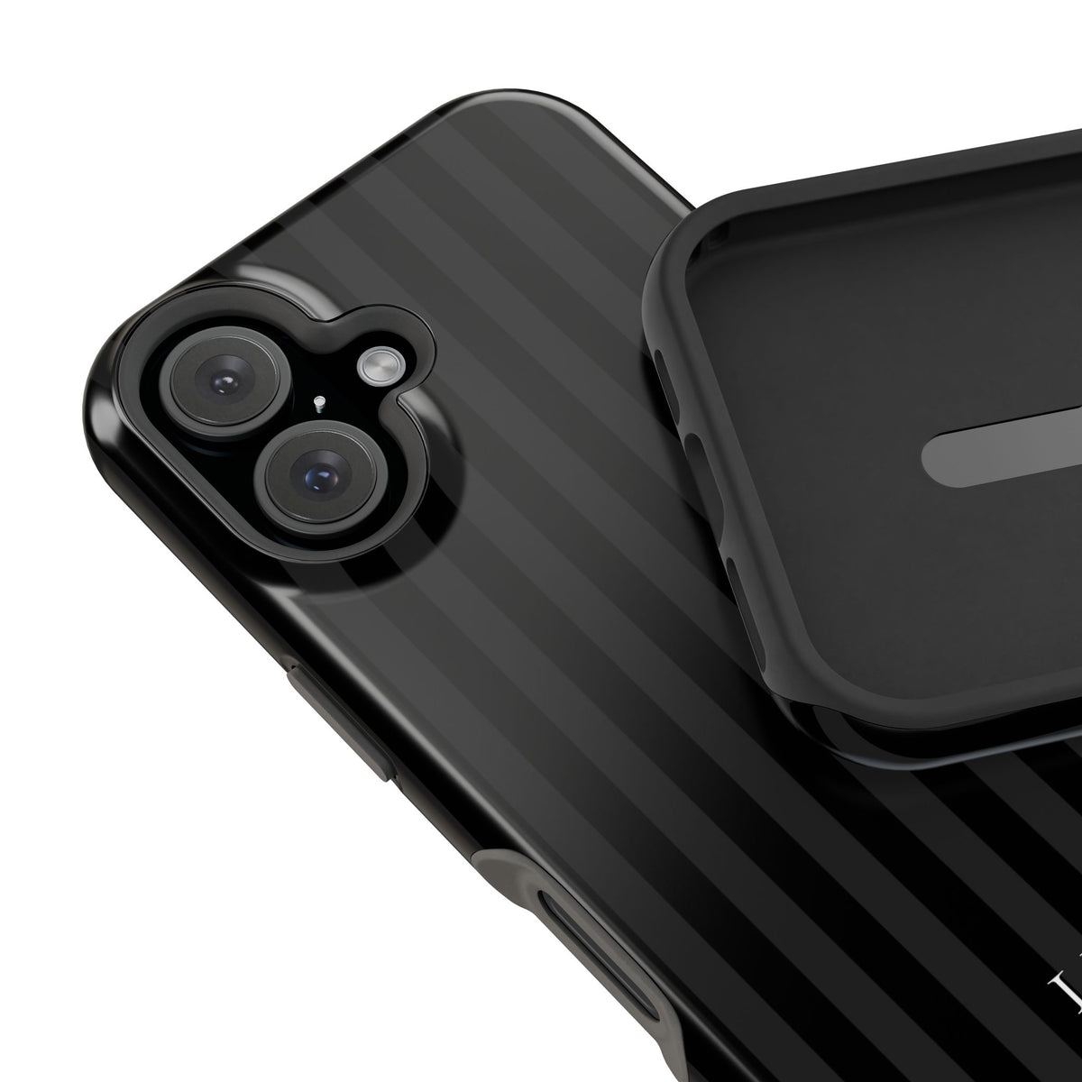 Custom Initials Black Stripes iPhone Case