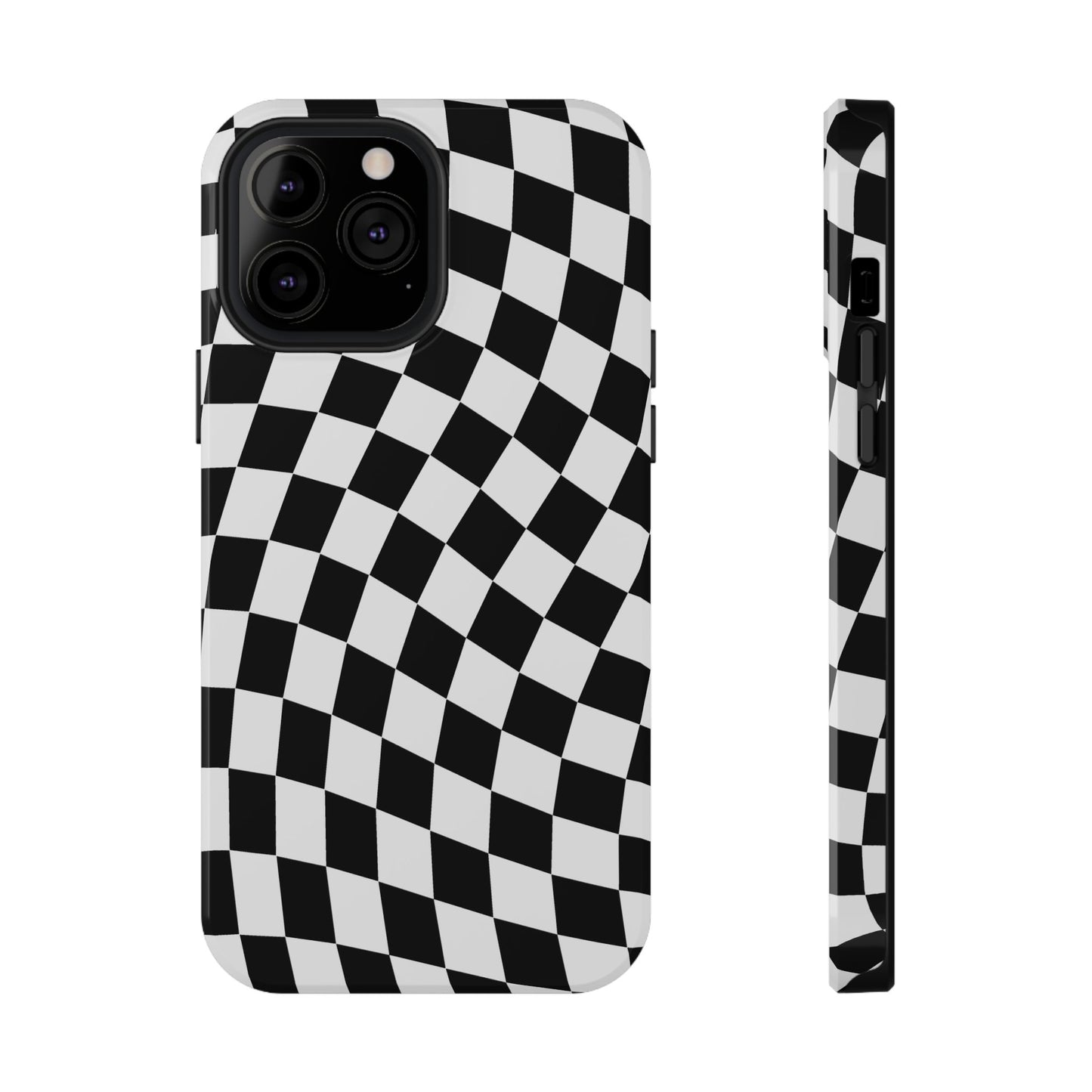 Black Wavy Checkered iPhone Case