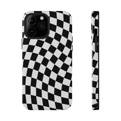 Black Wavy Checkered iPhone Case