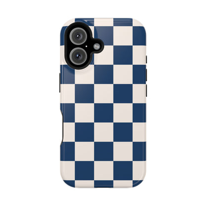 Navy & Beige Checkered iPhone Case