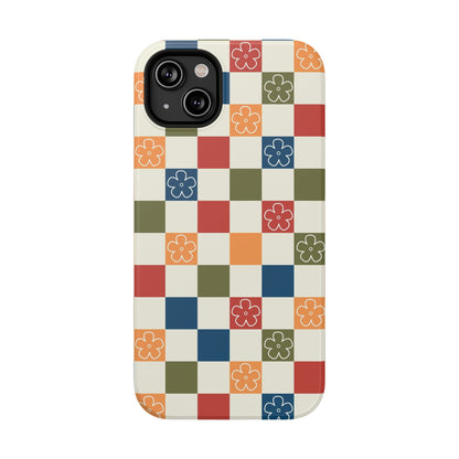 Vintage Flowers Checkered iPhone Case
