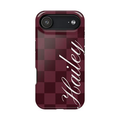 Custom Burgundy Checkered iPhone Case