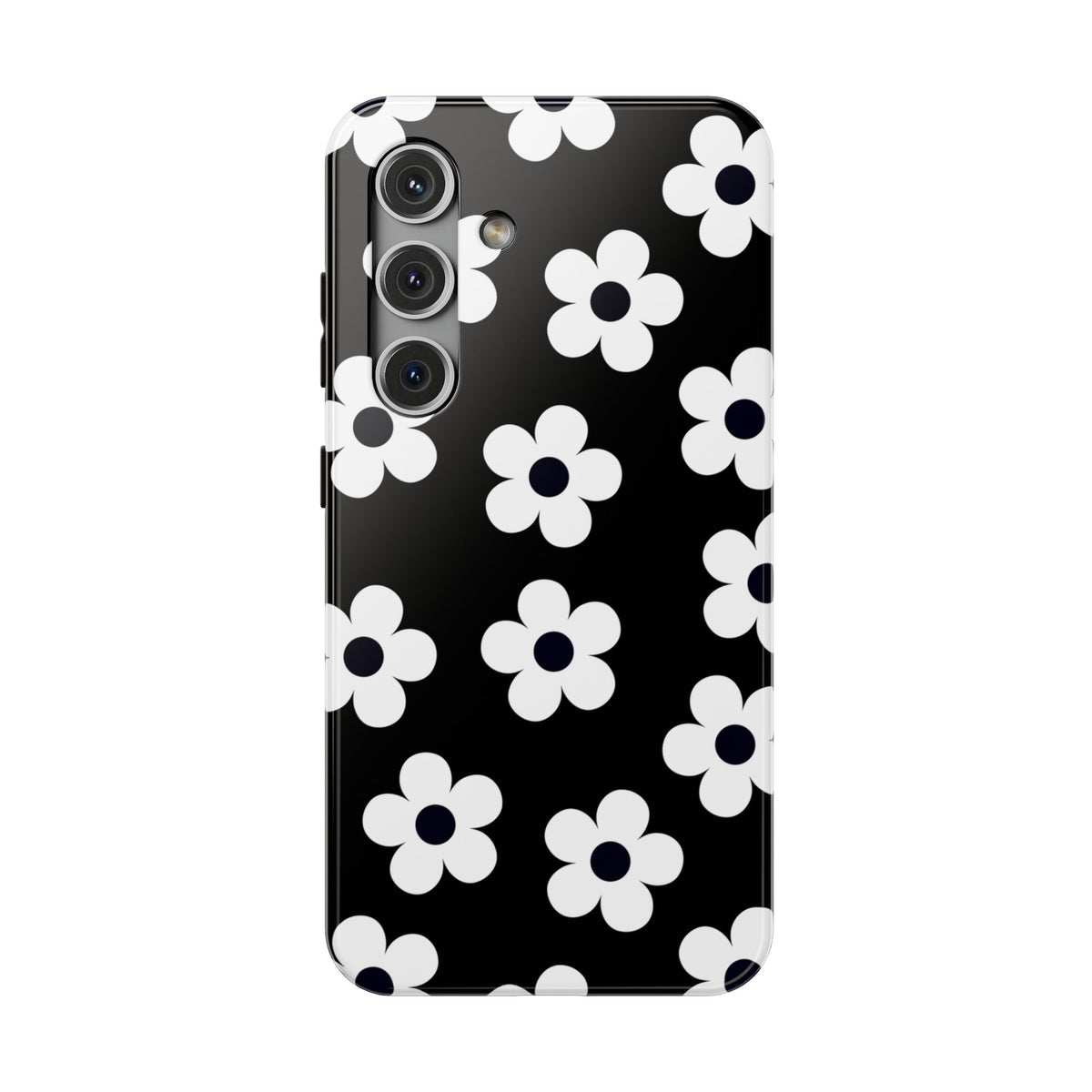 Black Retro Flowers Samsung Case