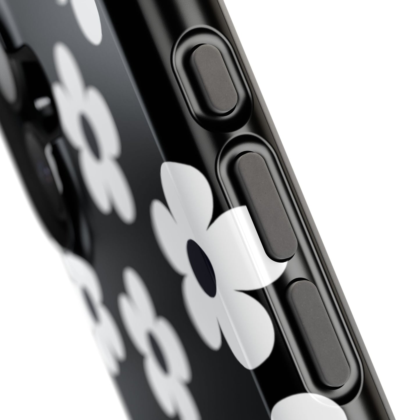 Black Retro Flowers iPhone Case