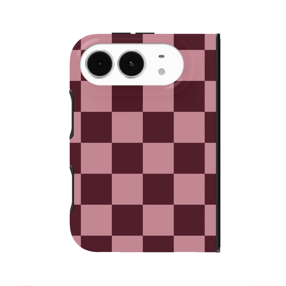 Burgundy & Pink Checkered iPhone Case