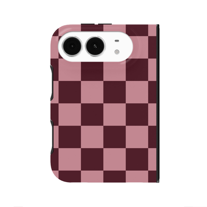 Burgundy & Pink Checkered iPhone Case