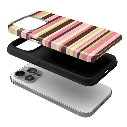 Strawberry Matcha Stripes iPhone Case