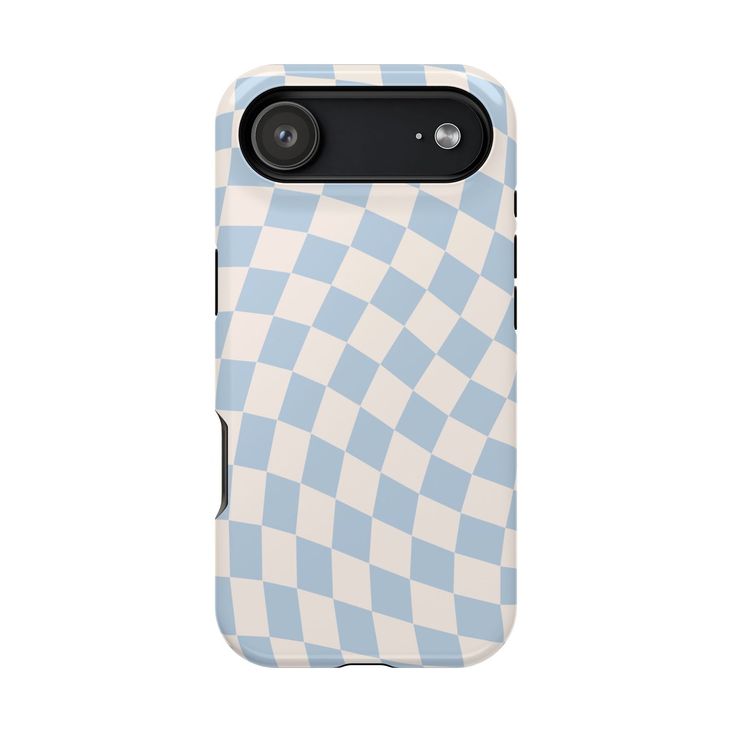 Blue & Beige Wavy Checkered iPhone Case