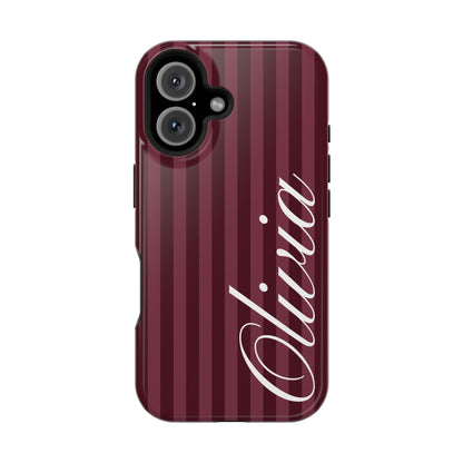 Custom Burgundy Stripes iPhone Case