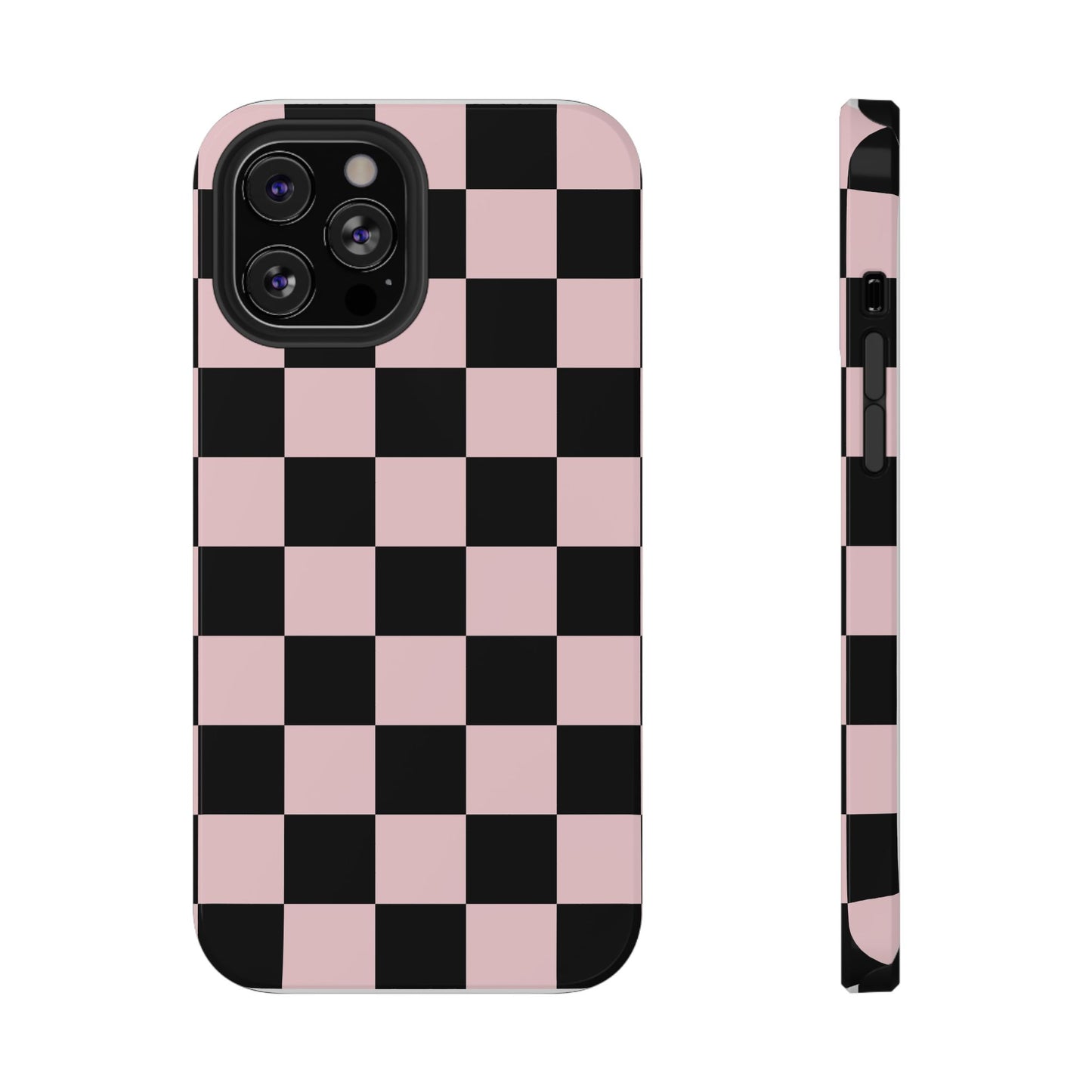 Pink & Black Checkered iPhone Case