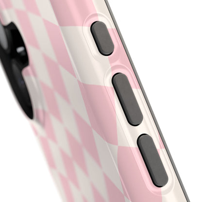 Pink & Beige Wavy Checkered iPhone Case