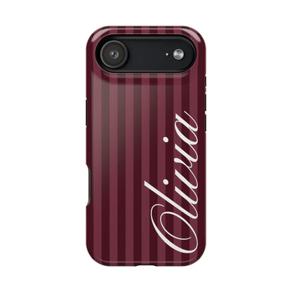 Custom Burgundy Stripes iPhone Case