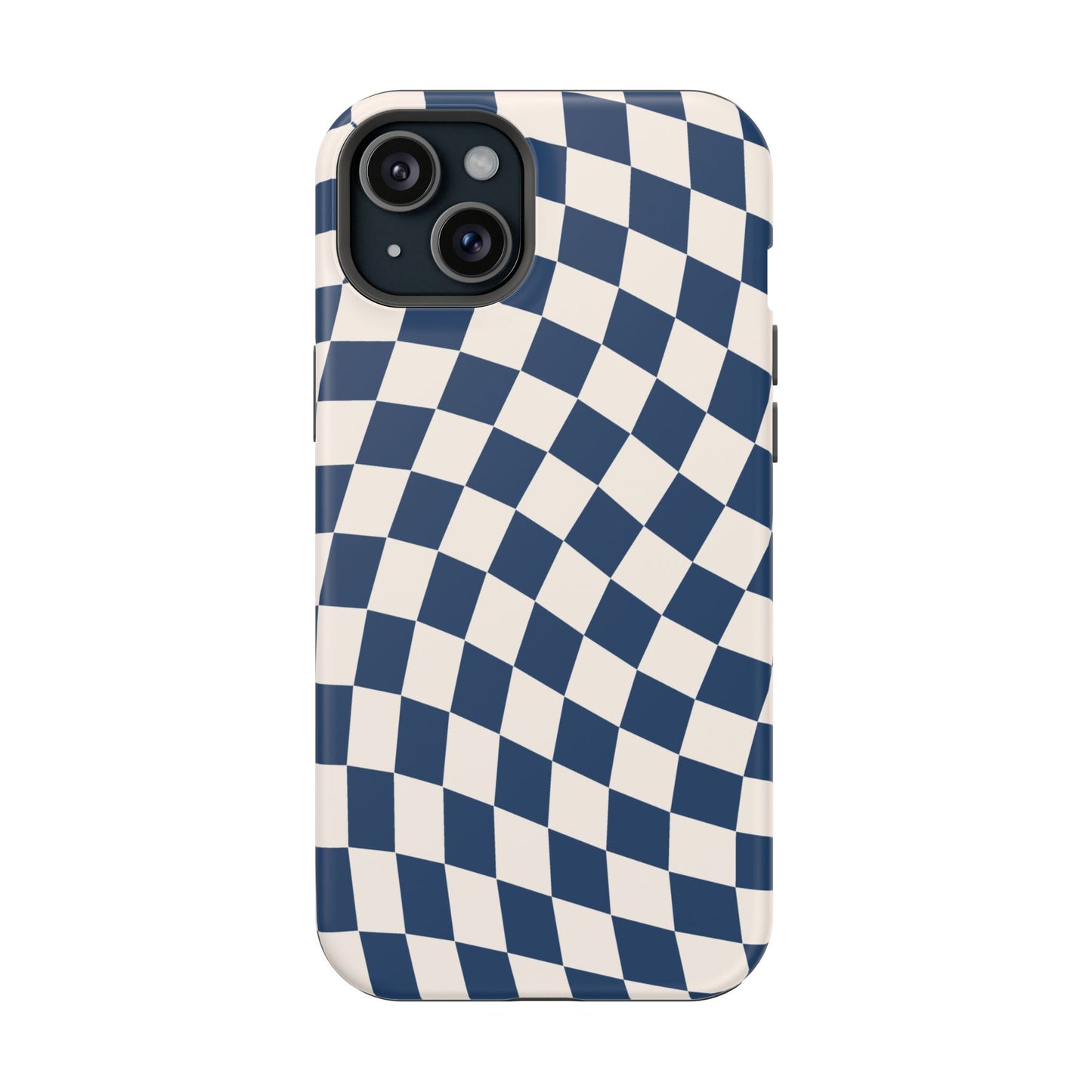 Navy & Beige Wavy Checkered iPhone Case