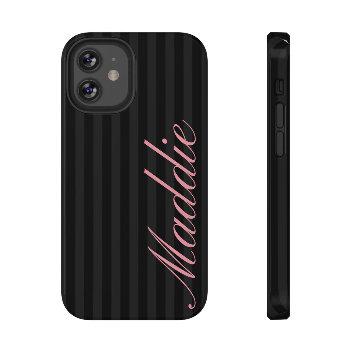 Custom Pink Black Stripes iPhone Case