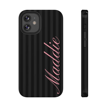 Custom Pink Black Stripes iPhone Case
