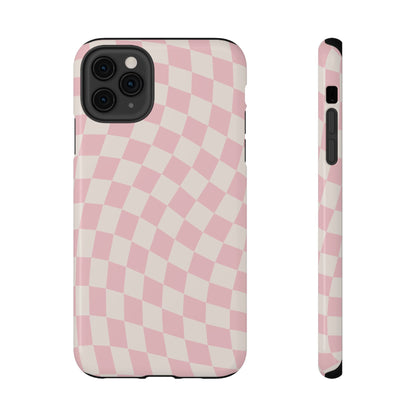 Pink & Beige Wavy Checkered iPhone Case