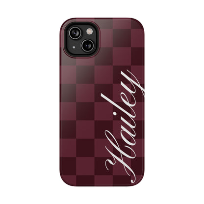 Custom Burgundy Checkered iPhone Case