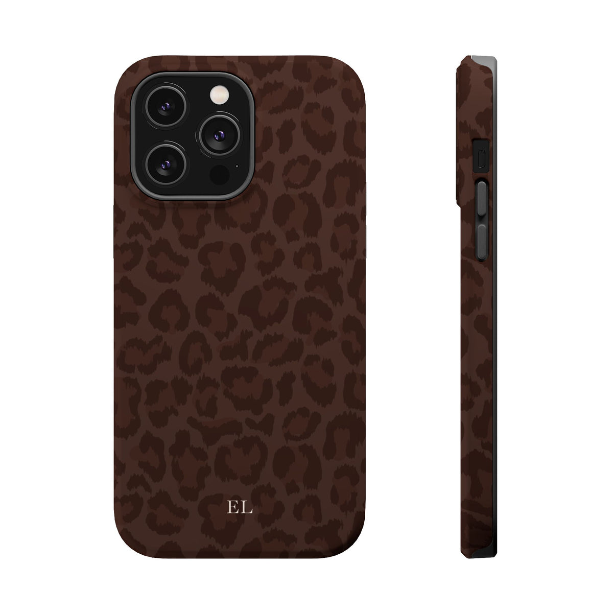 Custom Initials Mocha Leopard iPhone Case